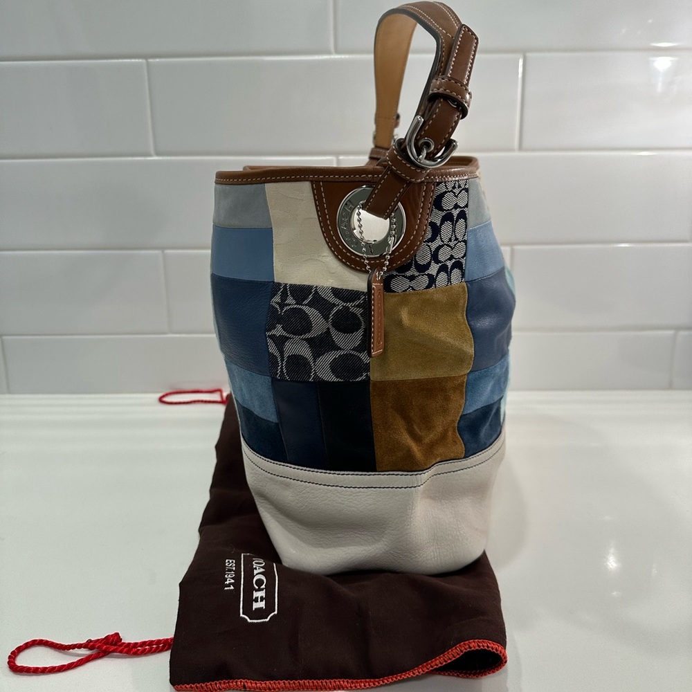 Coach Suede Patchwork Bucket - Picture 4 of 6